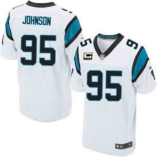 Nike Panthers #95 Charles Johnson White Team Color Mens Stitched NFL Elite Jersey